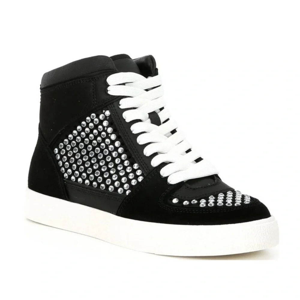EUC Gianni Bini Black and White Studded High-Top Sneakers - Picture 1 of 2